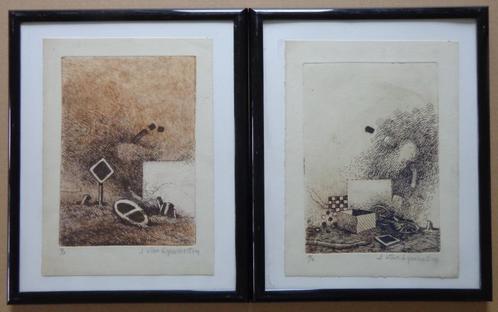 JAN VAN LYSEBETTEN / LOT 2 STUKS / KLEURETS / 32x26cm / KAD, Antiquités & Art, Art | Lithographies & Sérigraphies, Enlèvement ou Envoi