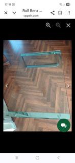 Glazen  salontafel merk Rolf Benz, Huis en Inrichting, Ophalen, 150 tot 200 cm, Glas, transparent ’zilveren. roestvrij staal, merk Rolfs Benz