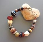 Bracelet homme ou femme avec perles de troc anciennes Venise, Brun, Cuir, Enlèvement ou Envoi, Avec pierre précieuse
