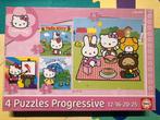 4 puzzels van Hello Kitty 12-16-20-25, Kinderen en Baby's, Speelgoed | Kinderpuzzels, 10 tot 50 stukjes, Gebruikt, Ophalen