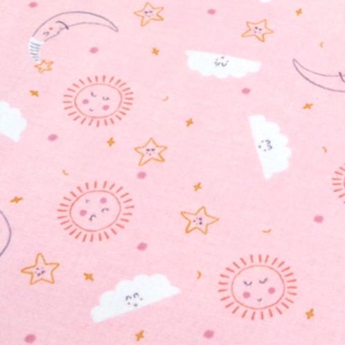 Flanelle chaud! 61113) 140x50 cm flanelle lune étoile rose, Hobby & Loisirs créatifs, Tissus & Chiffons, Neuf, Coton, 120 cm ou plus