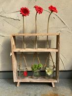 WOODEN FRAME MET REAGEERBUISJES EN HANG POTJES, Antiek en Kunst, Ophalen of Verzenden