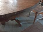 brute ronde tafel 1.51m met reliëf / oud reclaimed teak, Huis en Inrichting, Tafels | Eettafels, Ophalen, Robuuste landelijke bolpoot grof unieke Hoffz teakhouten