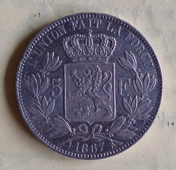 5 Francs Léopold II de 1867 avec point **argent** disponible aux enchères