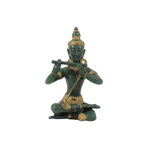 Brons Boeddha Beeld Sculptuur Goud Tempelwachter Muzikant Th, Huis en Inrichting, Woonaccessoires | Boeddhabeelden, Zo goed als nieuw