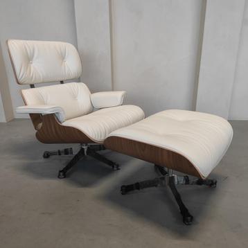 Vitra Eames Lounge chair - Notenhout wit - Snow leder beschikbaar voor biedingen