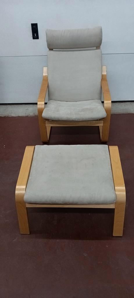 Poang zetel.incl Voet bank  in beige velours, Huis en Inrichting, Fauteuils, Zo goed als nieuw, Stof, Ophalen