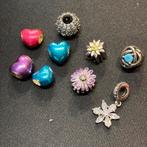 Pandora Bedels Hart Bloem Pavebal Zilver, Ophalen of Verzenden, Zo goed als nieuw, Zilver, Pandora