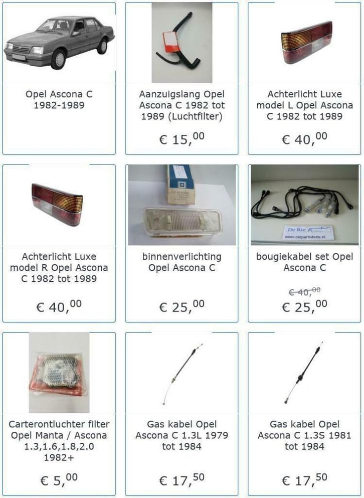 Ascona Koplamp Benzinepomp Kabel Waterpomp Radiateur Lager, Auto-onderdelen, Klein materiaal, Opel, Nieuw, Ophalen of Verzenden