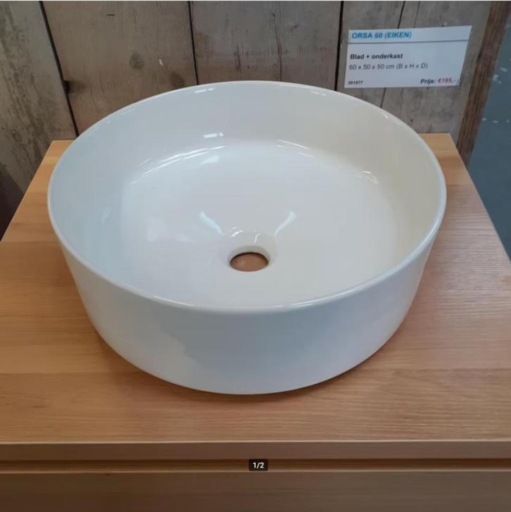 Ronde Glans Witte Waskom, Sanitair, OPRUIMING! Venta 37, Huis en Inrichting, Woonaccessoires | Overige, Nieuw, Ophalen of Verzenden