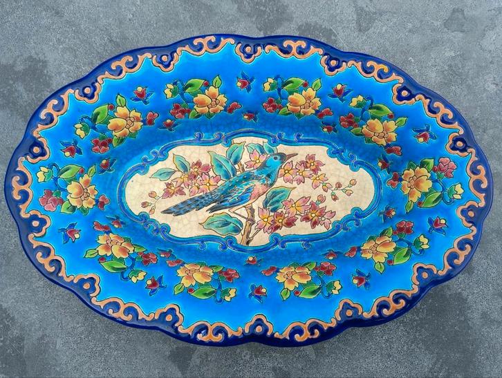 Prachtige schaal Longwy, Antiek en Kunst, Antiek | Schalen, Ophalen of Verzenden