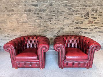 Magnifique paire de fauteuils Chesterfields, Enlèvement ou Envoi, Comme neuf, Cuir