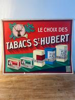 Affiche vintage des années 30 pour le tabac St. Hubert, Ophalen, Gebruikt, Reclamebord