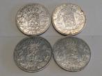 België lot 4 x 5 Frank 1871/72/73/74 zilver, Ophalen of Verzenden, Zilver