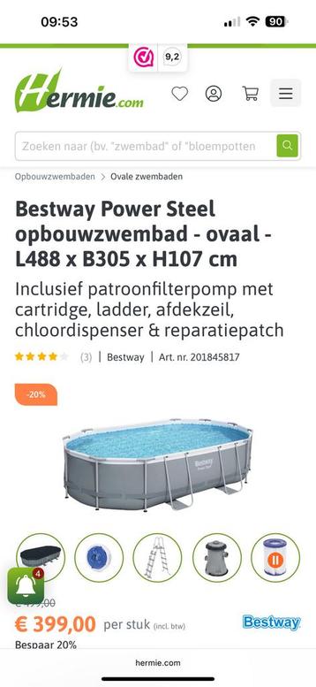 Bestway Power Steel opbouwzwembad-ovaal-L488 x B305 x H107 beschikbaar voor biedingen