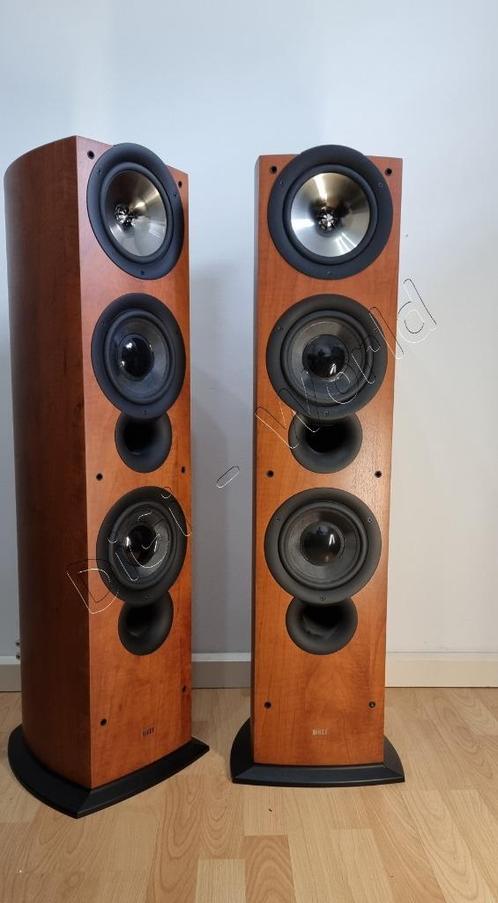 Kef iQ90 speakers in de prachtige kleur Kersenhout, Audio, Tv en Foto, Luidsprekerboxen, Zo goed als nieuw, Front, Rear of Stereo speakers