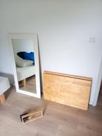 Table pliante en bois + miroir + lampe moderne (Voir Photos), Comme neuf