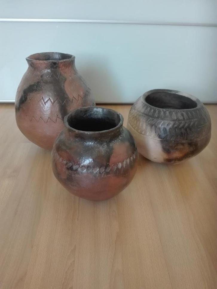 Mooi set decoratief handgemaakte potten/vaas, Huis en Inrichting, Woonaccessoires | Vazen, Zo goed als nieuw, Ophalen