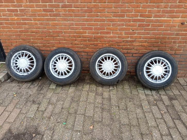 Aluminium velgen 14" 4x108 met goeie banden, Auto-onderdelen, Banden en Velgen, Band(en), Ophalen