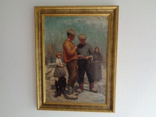 Tableau: Personnages. Signé: "Emile BULCKE" Vintage, Antiek en Kunst, Kunst | Schilderijen | Modern, Ophalen