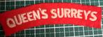 WW2 UK SHOULDERTITLE  The Queen's Royal Regiment, Verzamelen, Ophalen of Verzenden, Landmacht, Embleem of Badge