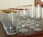Set van 18 vintage kristal glazen: champagne, wijn en water, Verzamelen, Glas en Drinkglazen, Ophalen, Zo goed als nieuw