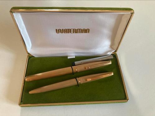 WATERMAN VINTAGE 18K GOUDEN BALPEN- EN VULPENNENETUI, Verzamelen, Pennenverzamelingen, Vulpen, Waterman, Ophalen of Verzenden