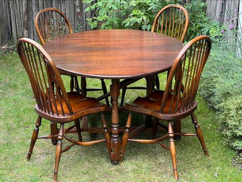 Authentieke Engelse Gateleg Set: Tafel + Stoelen – 18e eeuw, Antiek en Kunst, Antiek | Meubels | Tafels, Ophalen