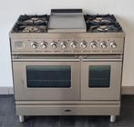 ☘️️Luxe Fornuis Boretti 90 cm rvs 5 pits Frytop 2 ovens, Elektronische apparatuur, 60 cm of meer, 5 kookzones of meer, Vrijstaand