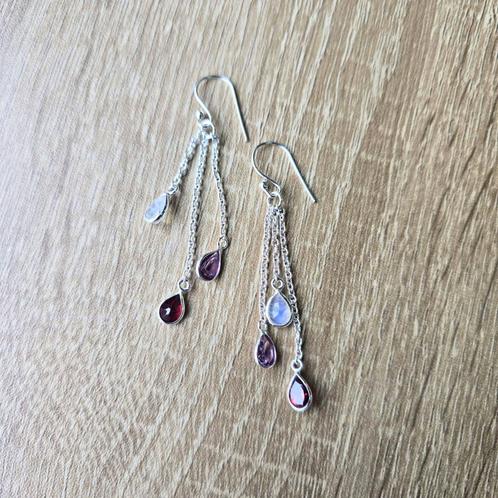==> Boucles d'Oreilles | Pierres précieuses | Mystères <==, Handtassen en Accessoires, Oorbellen, Nieuw, Zilver, Met edelsteen
