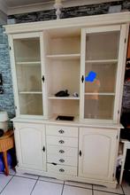 Gepatineerde houten vitrinekast, Huis en Inrichting, Kasten | Buffetkasten, Ophalen, Gebruikt