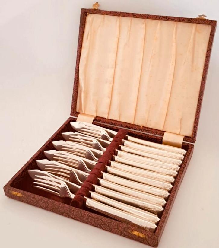 Magnifique Service 12 couverts à poisson Art déco 1930/1935., Antiquités & Art, Antiquités | Couverts, Enlèvement ou Envoi