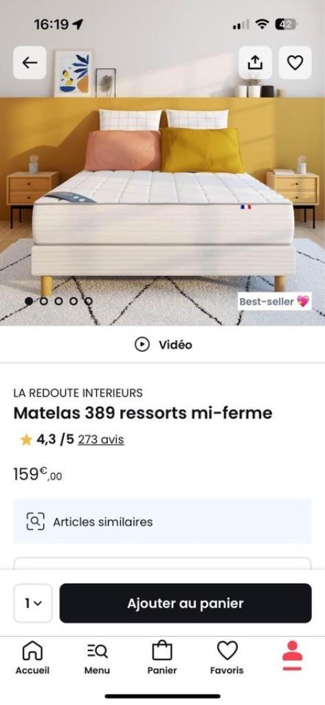 Matelas 70x190 ressorts mi-ferme blanc LA REDOUTE INTERIEURS, Maison & Meubles, Chambre à coucher | Matelas & Sommiers, Comme neuf