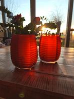 Lot 2 Photophores cubo lotus rouge onno taille M, Ophalen of Verzenden, Nieuw, Rood, Kaars