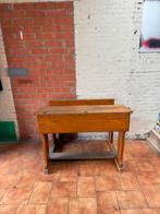 Vintage houten schoolbank met inktpotgaatjes – antiek/retro, Antiek en Kunst, Ophalen