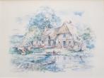 Aquarelle originale signée LEGAI   - Chaumière normandes, Ophalen of Verzenden