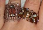 Juwelenset 2 vintage ringen met swarovski parels en strass, Handtassen en Accessoires, Ringen, Verzenden