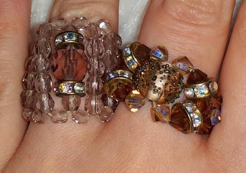 Juwelenset 2 vintage ringen met swarovski parels en strass, Handtassen en Accessoires, Ringen, Verzenden