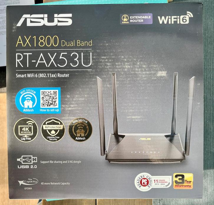 ASUS RT-AX53U Smart wifi 6 Router, Computers en Software, Routers en Modems, Nieuw, Router, Ophalen