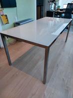 Tafel met glazen blad, Huis en Inrichting, Tafels | Eettafels, Ophalen, Gebruikt, 50 tot 100 cm, Glas