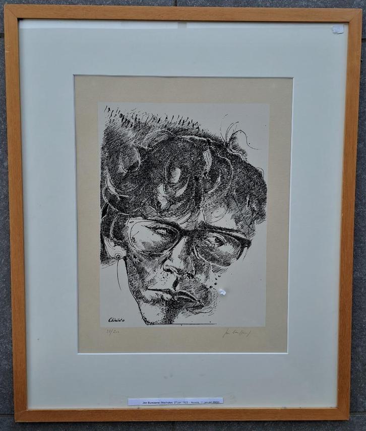 Jan Burssens 1925-2002  Litho  " Christo"  NIEUWE INLIJSTING, Antiek en Kunst, Kunst | Litho's en Zeefdrukken, Ophalen