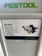 Festool TSC55K incl dubbele lader en 4 5AH B a t, Ophalen, Invalzaag, Festool, 30 tot 70 mm