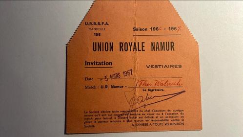 Ticket UR Namur - Waterschei Thor Genk 1967, Collections, Articles de Sport & Football, Utilisé, Autres types, Envoi