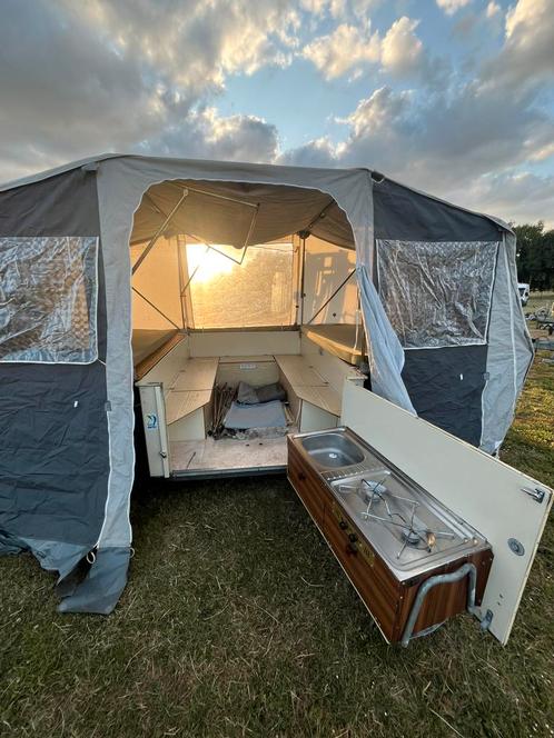 Vintage kampeerwagen (2-4 pers.) Heinemann, Caravans en Kamperen, Tenten, tot en met 4, Gebruikt, Ophalen
