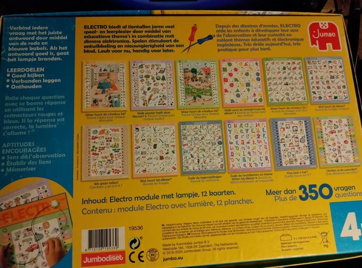 Electro Kleuterschool 12 grote kaarten + lampje, Kinderen en Baby's, Speelgoed | Educatief en Creatief, Gebruikt, Taal en Lezen