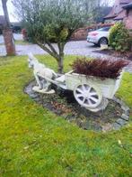 Groot decoratief tuinbeeld – ezel met kar (steen), Enlèvement, Comme neuf, Béton