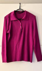 Fuchsia pull met kraagje en gouden knoopjes, Enlèvement ou Envoi, Comme neuf, Taille 42/44 (L), Rose