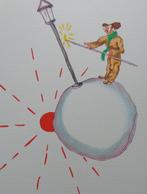 ANTOINE DE SAINT-EXUPERY / PETIT PRINCE / KLEURLITHO 40x31cm, Ophalen of Verzenden