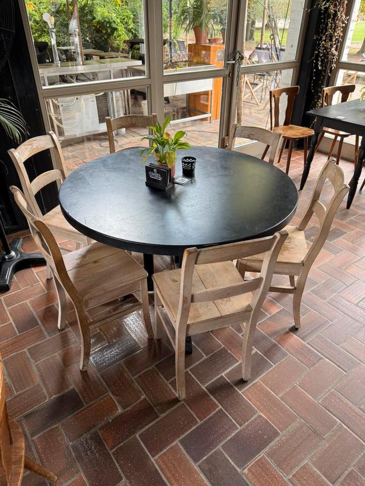 Tafels en stoelen café, Tuin en Terras, Tuinsets en Loungesets, Gebruikt, Hout, Stoel, Ophalen