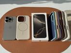IPhone 15 Pro Max, 256 GB, Natural Titanium, box, 5 cases, IPhone 15 Pro Max, Zo goed als nieuw, Zonder simlock, Zonder abonnement